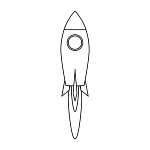 火箭起飞标志黑色和白色