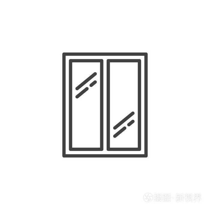 插画 玻璃窗线图标轮廓矢量符号线性象形文字隔离在白色上