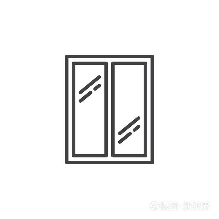 插画 玻璃窗线图标轮廓矢量符号线性象形文字隔离在白色上.