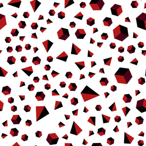 暗红色矢量无缝等距背景与三角形立方体。 抽象插图与彩色线条立方体。 名片网站模板。