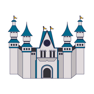 中世纪城堡大厦蓝线