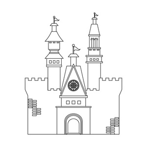 中世纪城堡大厦黑和白色