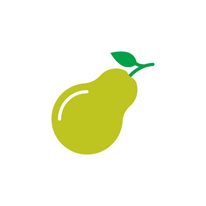 梨平图标梨图标矢量,填充平标,纯彩色象形文字隔离在白色,标志插图