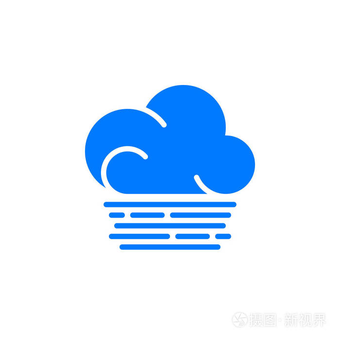 雾云图标矢量填充平标实心彩色象形孤立在白色上天气预报符号标志插图