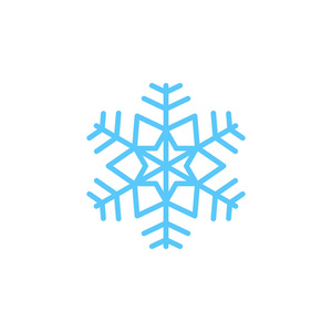 雪花线图标，轮廓矢量符号，线性彩色象形孤立在白色上。冷标志，标志插图