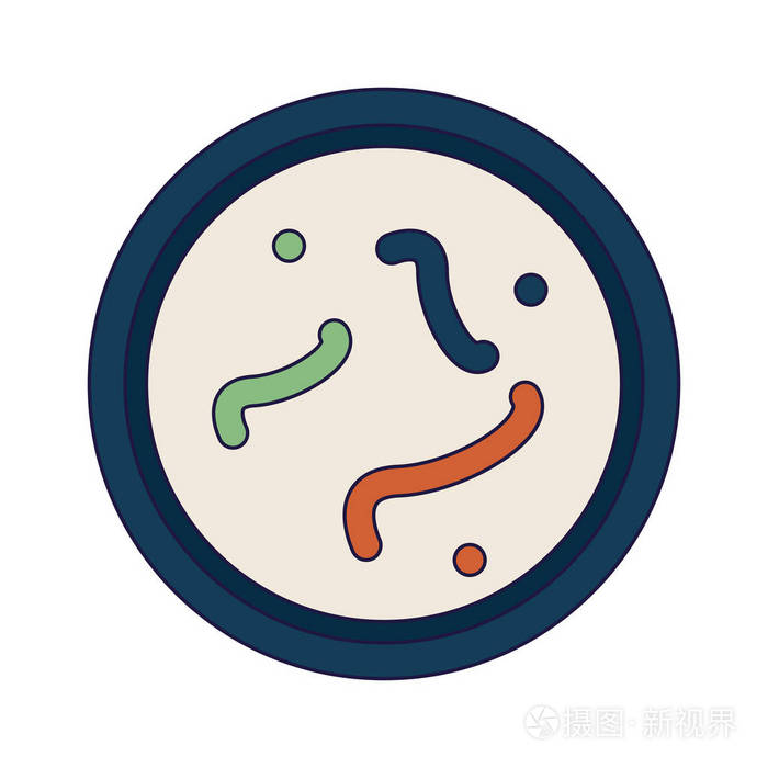 缩放圆形符号蓝色线条上的细菌