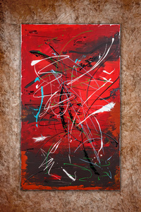 丙烯颜料画墙画抽象的丙烯酸颜料在画布上,用挂在墙上的attilahajnal