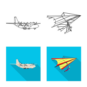 平面和传输符号的孤立对象。网络中的飞机和天空股票符号的收集