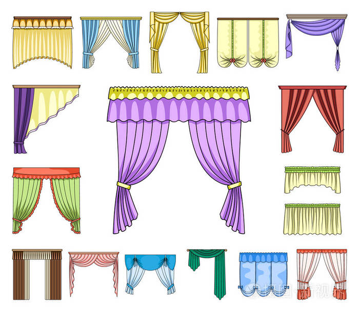 窗帘和 lambrequins 矢量符号股票网页插图插画-正版商用图片15jq93