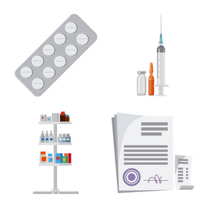 药房和医院标志的向量例证。药房和商业股票矢量图的收集