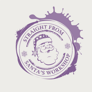 圣诞紫罗兰色打印与圣诞老人的脸与大斑点的剪影