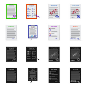 表单和文档徽标的矢量插图。股票的窗体和标记矢量图标集