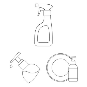 喷雾器和液体图标的矢量插图。用于网络的喷雾器和农药库存符号的收集