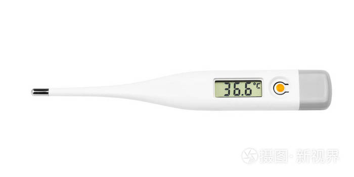 数字温度计显示白色背景隔离温度366°c