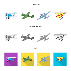 平面和传输图标的矢量设计。网络中的飞机和天空股票符号的收集