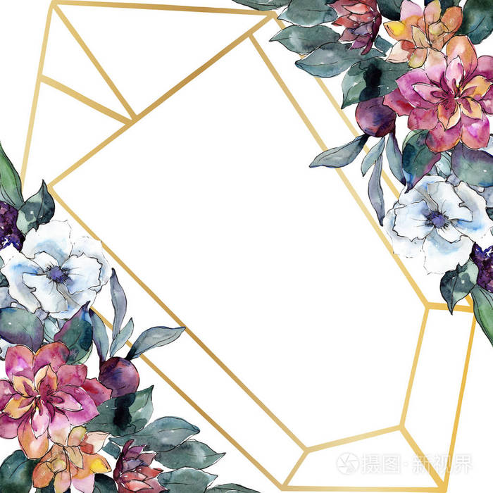 花束花 水彩背景插图集 水彩画 框架边框装饰照片 正版商用图片15jy7t 摄图新视界