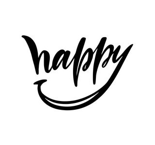 快乐的标志手绘矢量字母.查出的现代毛笔书法照片