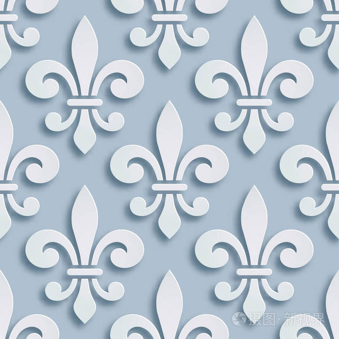 fleur-de-lis 无缝的背景.法国纹章的象征.纸张样式插图.