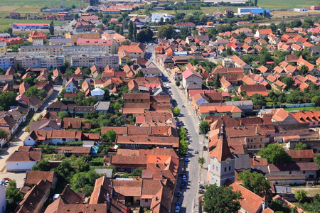 罗马尼亚的拉斯诺夫镇特兰西瓦尼亚地区。 鸟瞰城市景观。