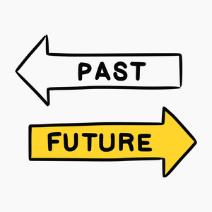 两支箭头的手绘矢量插图,代表过去和通往未来的道路照片