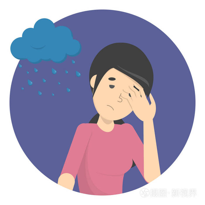 带着阴雨的悲伤沮丧的女人