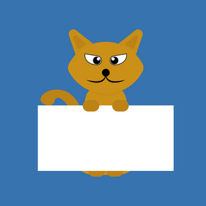 卡通橙色宠物猫显示隔离在蓝色背景矢量插图EPS文件插图EPS文件