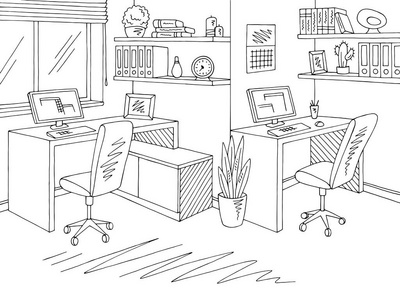 办公室黑白图片-办公室黑白素材-办公室黑白插画-摄图新视界