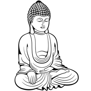 佛坐莲姿数码水墨画照片