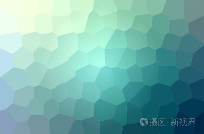 抽象蓝绿色大六边形水平背景插图