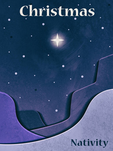 圣诞节基督教耶稣诞生现场。 伯利恒之星。 圣诞节背景