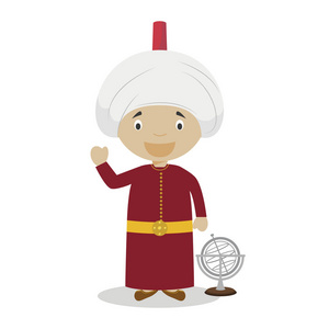 典型人物阿拉伯卡通人物. 矢量图. 儿童历史收藏.照片