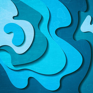 简约剪纸风格海报设计充满活力的蓝色剪纸背景.