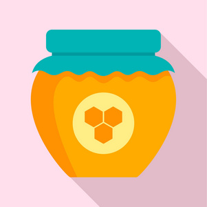 蜂蜜罐子图标, 扁平样式