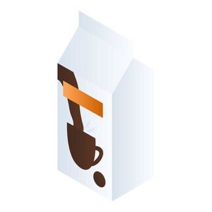牛奶为咖啡包裹图标, 等距样式