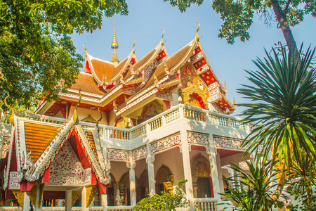 美丽的泰国建筑佛教寺庙在瓦特拉姆庞(塔波塔拉姆)寺泰国.