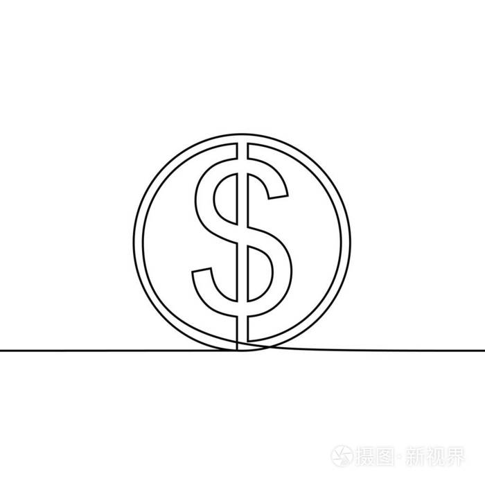 美元硬币一行绘制矢量插画-正版商用图片15ktub-摄图新视界