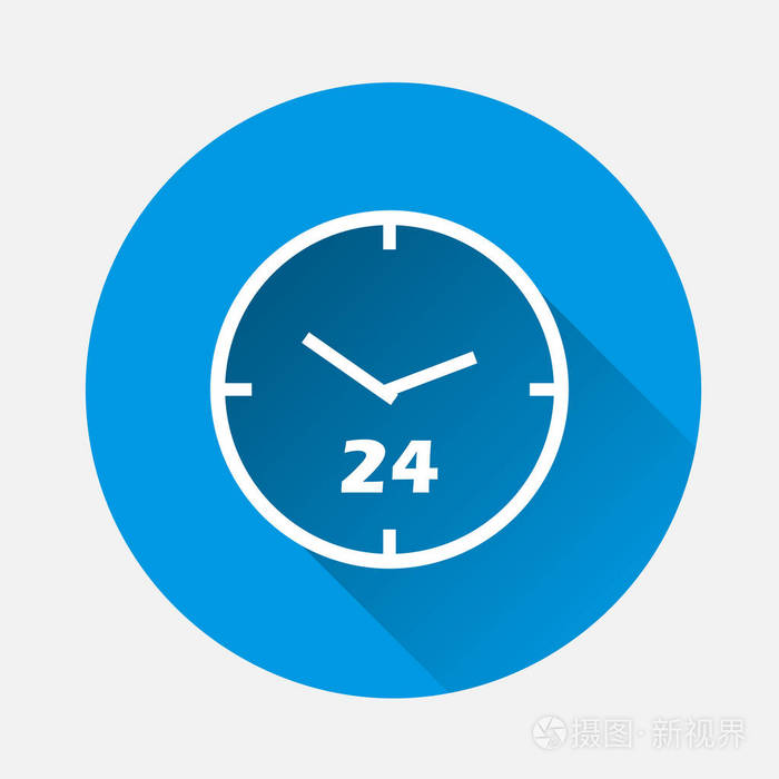 具有长阴影的时钟的平坦图像时间. 图层分组,以便于编辑插图.