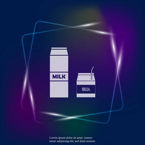 包装牛奶的矢量霓虹灯图标。 一套两包牛奶。 图层分组，以便于编辑插图。 为了你的设计。