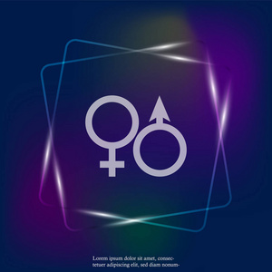 矢量霓虹灯图标的性别符号。 男人和女人的象征。 图层分组，以便于编辑插图。 为了你的设计。