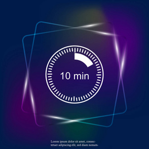 时钟霓虹灯图标指示时间跨度为10分钟。 时间跨度是时钟上的十分钟。 图层分组，以便于编辑插图。 为了你的设计。