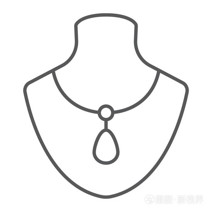 摄图新视界 插画 珠宝首饰 项链上的曼尼琼细线图标, 珠宝和配件