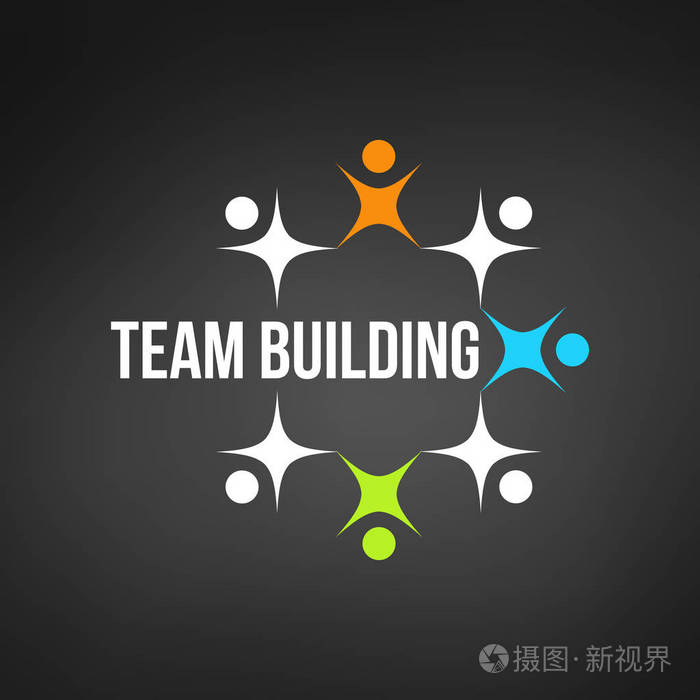 抽象颜色的人一起作为圈子团队合作或团队建设概念标志团队合作和团队