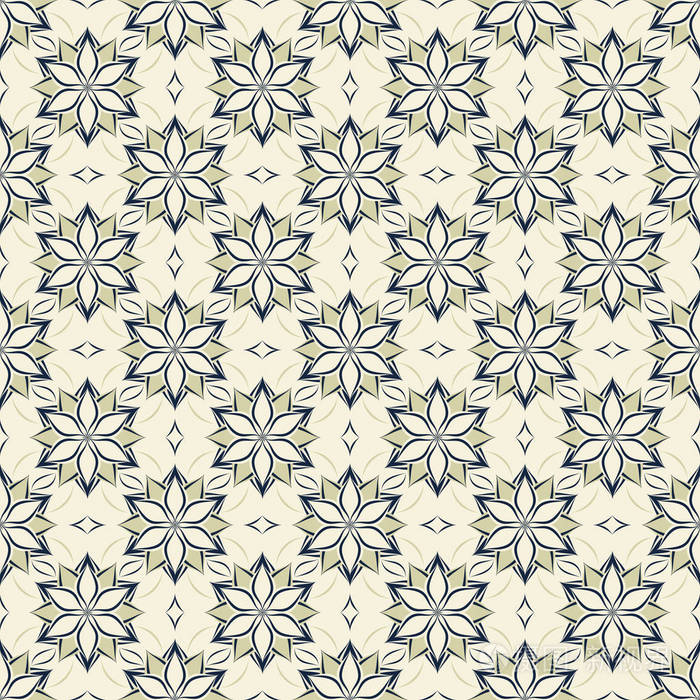 基于阿拉伯几何装饰的抽象花卉无缝花卉图案.