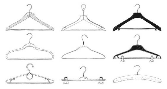 手绘查出的向量蔬菜粘土 dihes 的色向量集在粉笔板上画衣架.