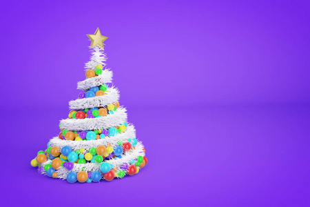 人造圣诞树3d 彩色插图