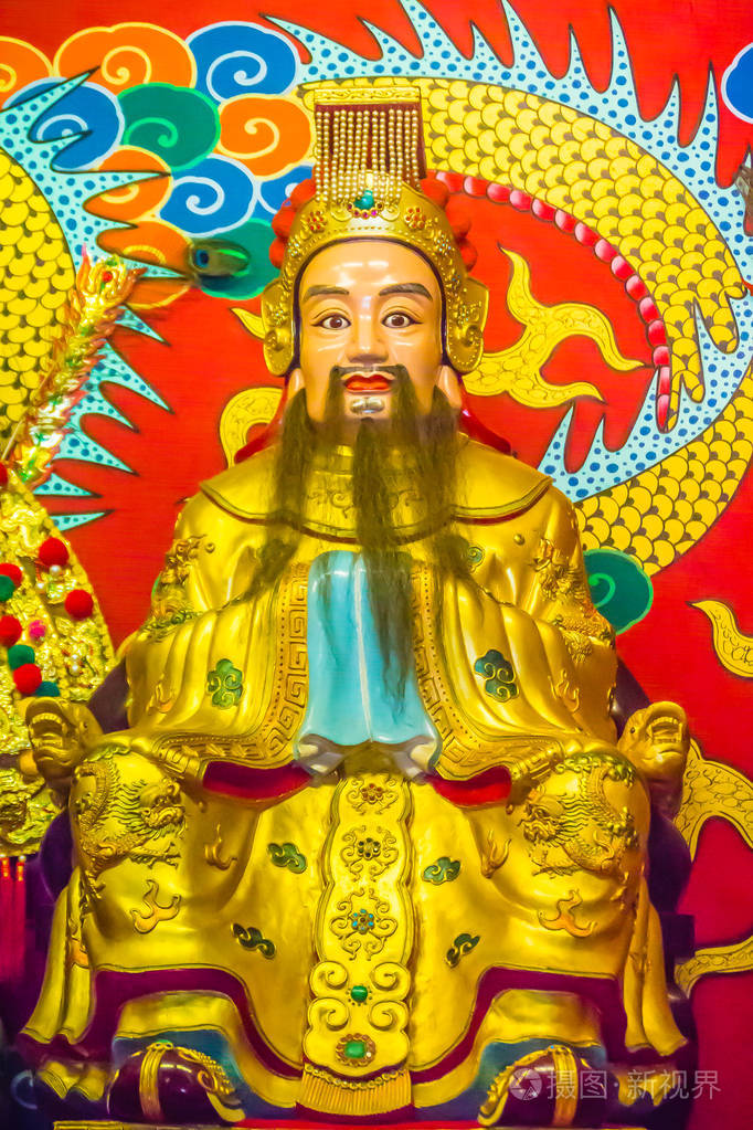 刘备在中国公庙里的雕像。 刘备创立了蜀国，从三国小说的浪漫史上被认为是中国战士中一位伟大的和军事家。