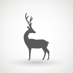 鹿跑剪影, reinder 图标设计为圣诞卡, 横幅和传单, 在白色背景查出的向量例证。徽标模板。精灵的标志。狩猎