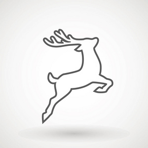 剪影精灵鹿跑剪影, reinder 图标设计为圣诞卡, 横幅和传单, 在白色