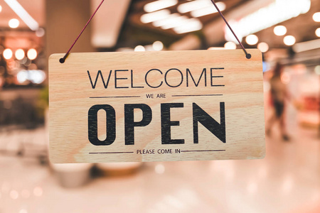 营业通知一种营业标志,上面写着在咖啡馆或餐馆开门.