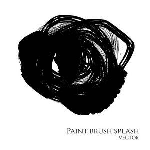 矢量手画孤立的格朗格黑色油漆刷溅白色背景插图